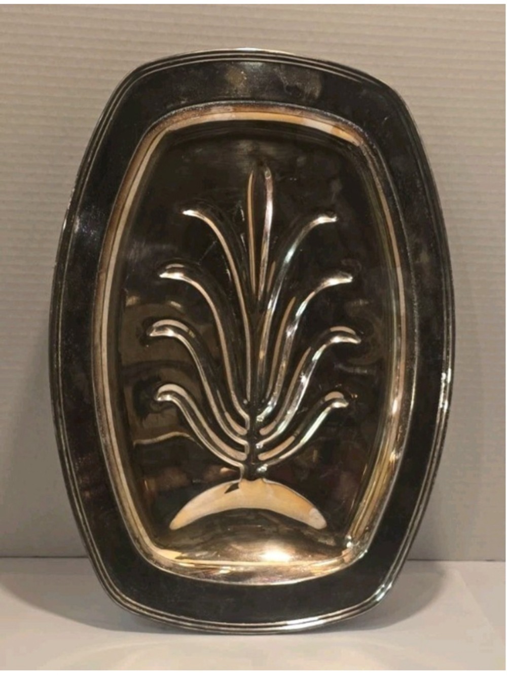 VINTAGE KEYSTONEWARE SILVERPLATE MEAT SERVING DISH SILVER ON COPPER
